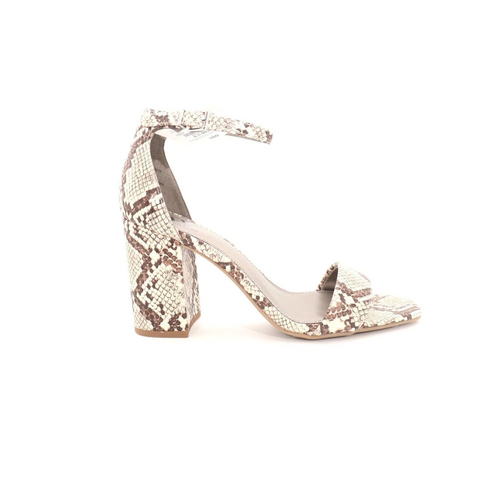 Sandals High Heel Snake Animal Print Vegan Beige Brown  8.5 Medium (CC) 3113